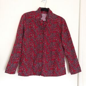 Talbots Red Button Down Cotton Top